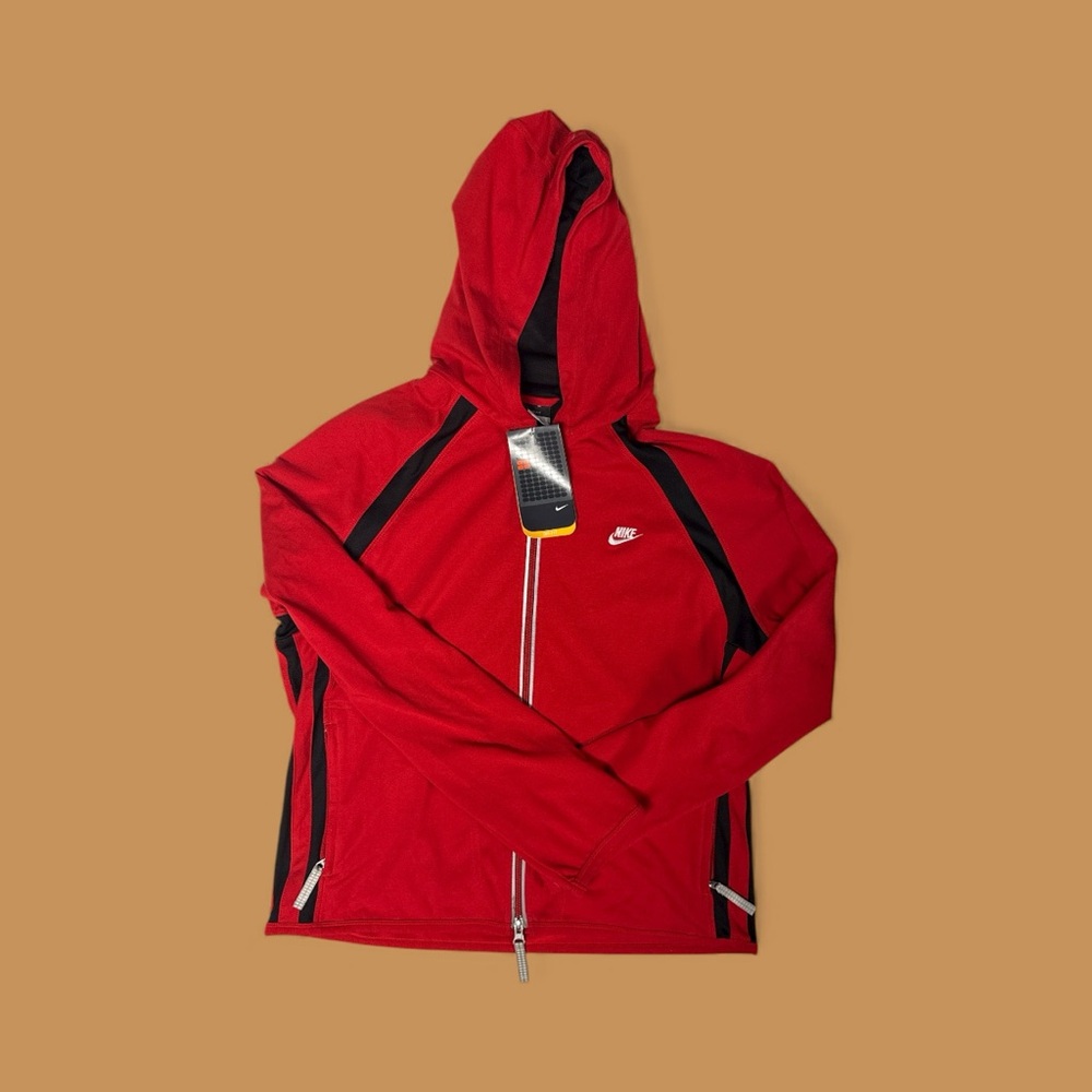 Nike Red and Black Zip-Up Hoodie
